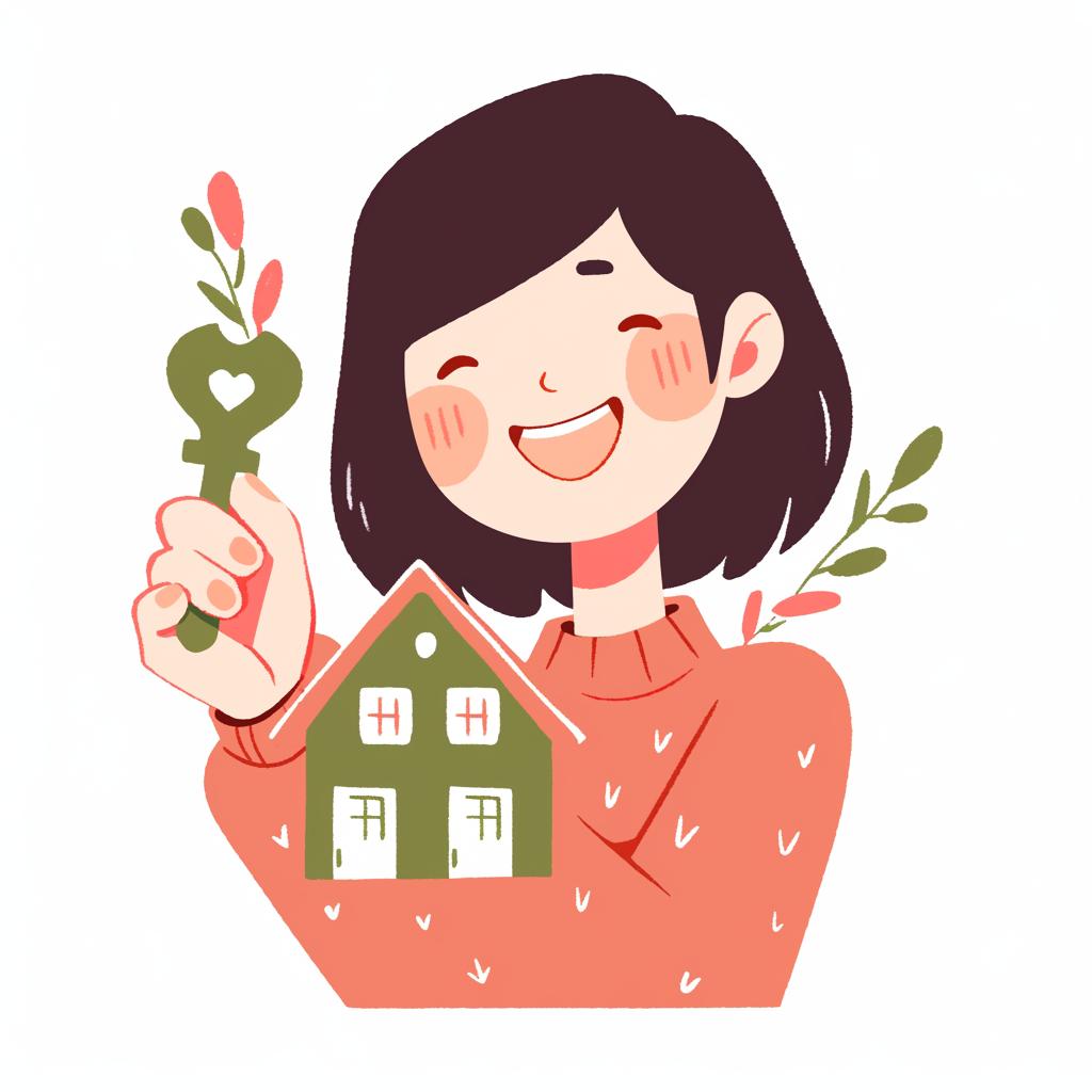 A happy new homeowner holding house keys